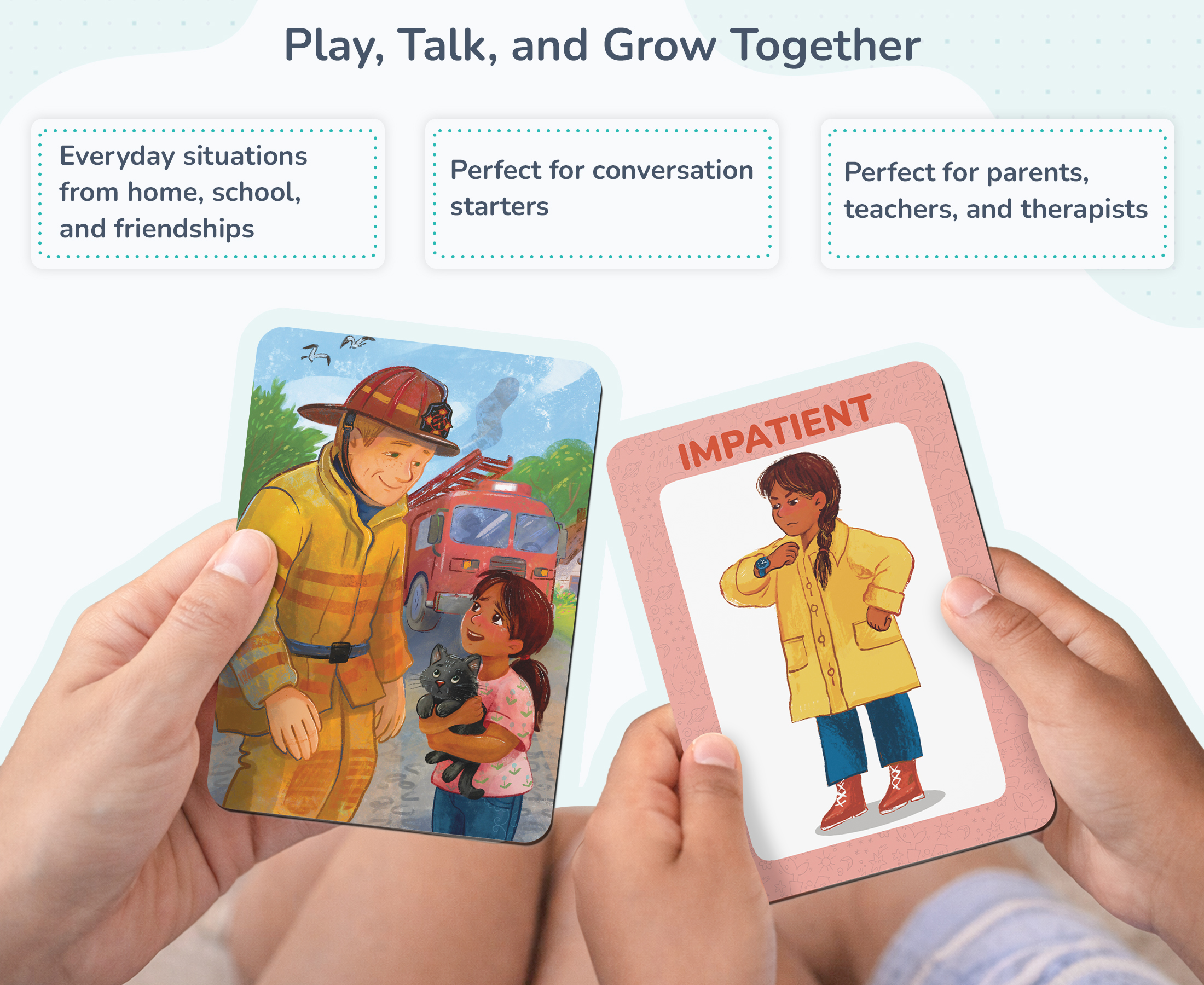 Child holding an Emotionarium card